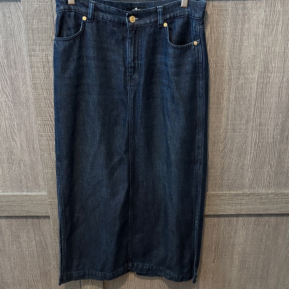 7 For All Mankind Dark Indigo Denim Skirt